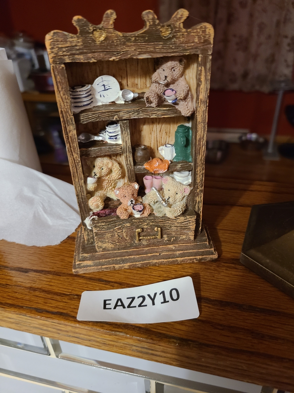 Miniature Craft Doll Bookcase Cabinet Brown & Green